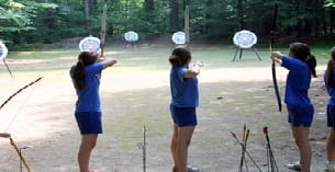 a group of people holding bows and arrows