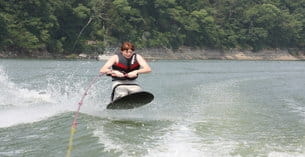 a man water skiing