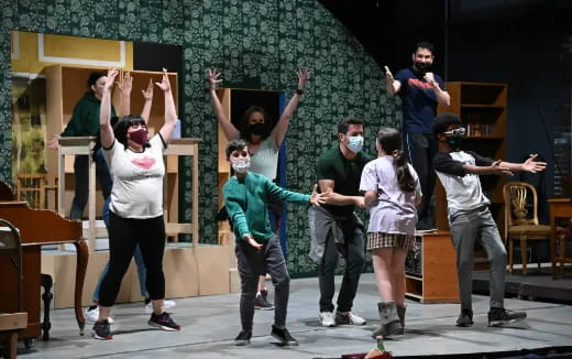 a group of people dancing