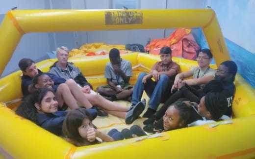 a group of people on a roller coaster