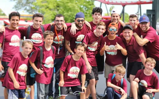 a group of people wearing matching t-shirts