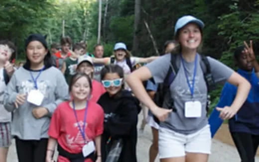 a group of people running