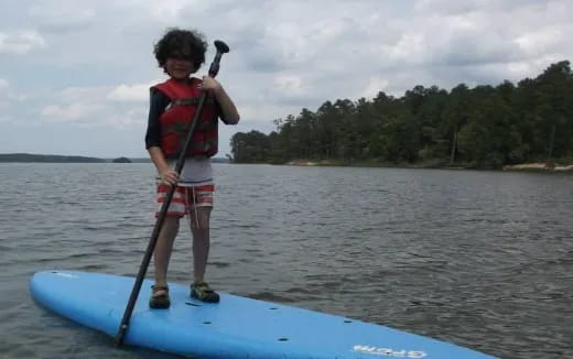 a person on a paddle board
