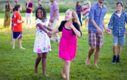 a group of children dancing