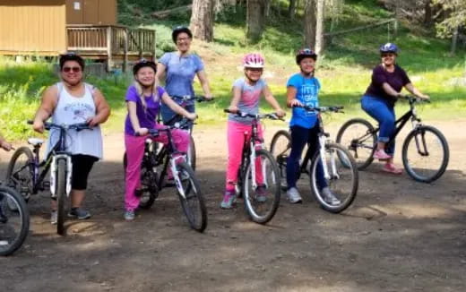 a group of people on bicycles