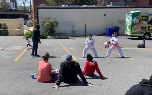 a group of people playing a game