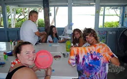 a group of people sitting around a table