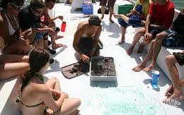 a group of people sitting on the floor