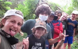 a group of people smiling