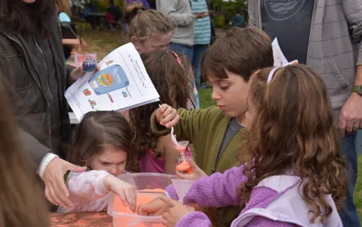 a group of children at a table