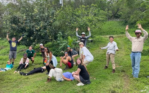 a group of people posing for a photo
