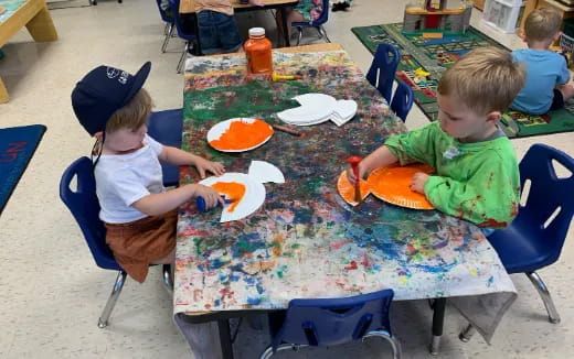 children eating at a table