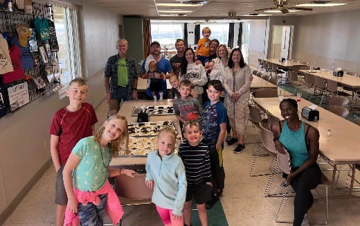 a group of children in a room