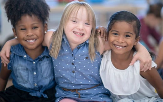 a group of children smiling