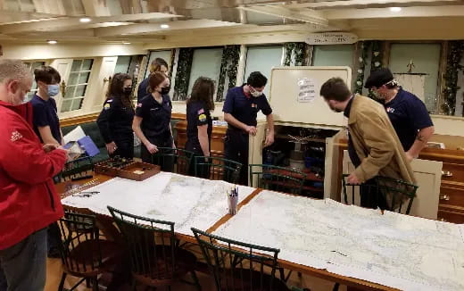 people working at a table