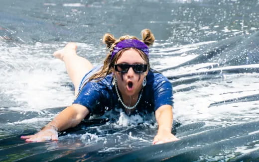 a woman in a swimsuit in the water