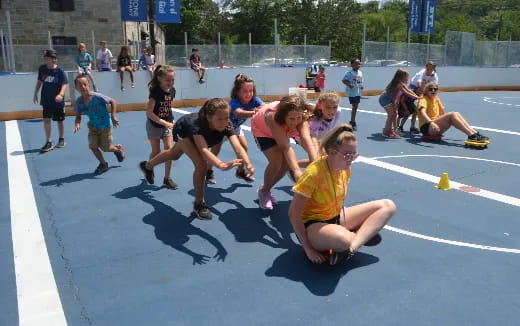 a group of people exercising