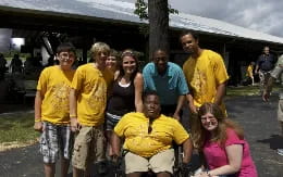 a group of people posing for a photo