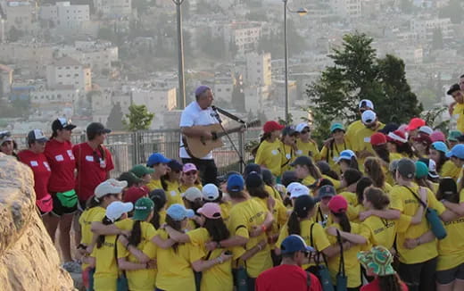 a group of people in a street