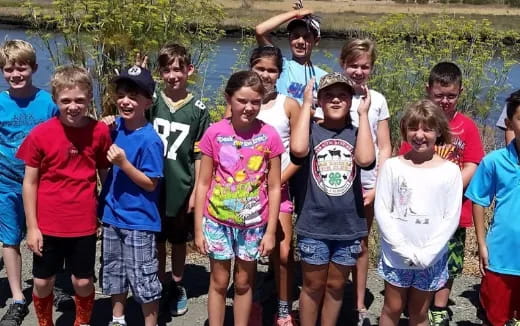 a group of children standing together