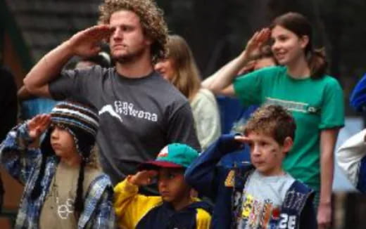 a person with the hand up