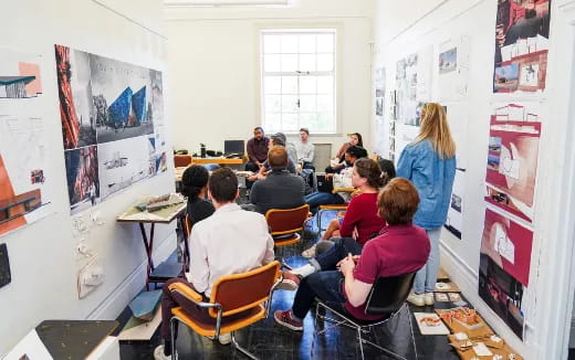 a group of people in a classroom
