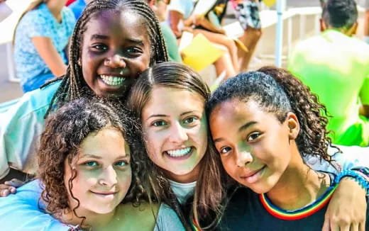 a group of children smiling