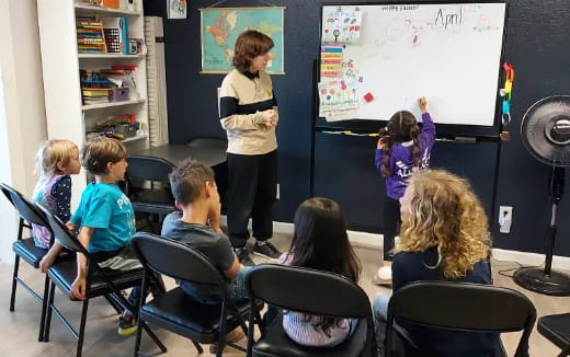 a teacher teaching a class