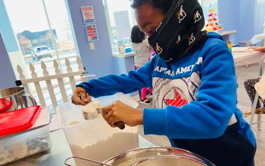 a man in a blue shirt