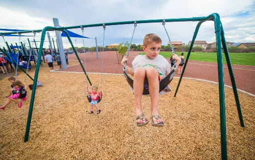 a boy on a swing