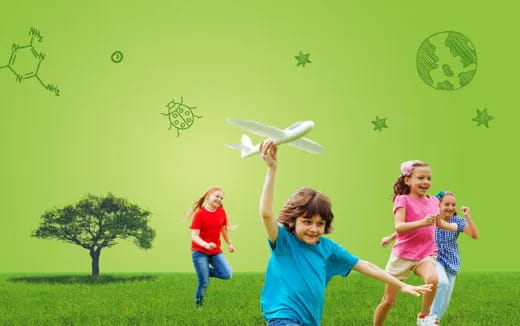 a group of kids playing with a frisbee