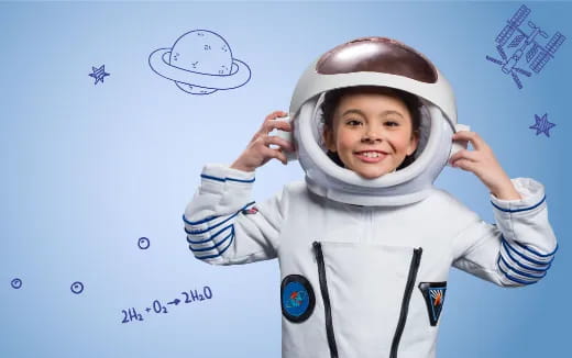 a child wearing a space suit