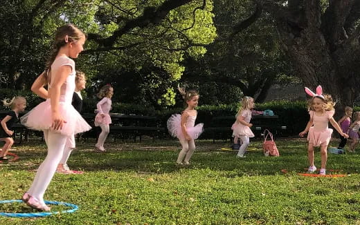a group of children in a park