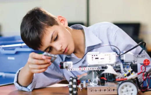 a person looking at a computer