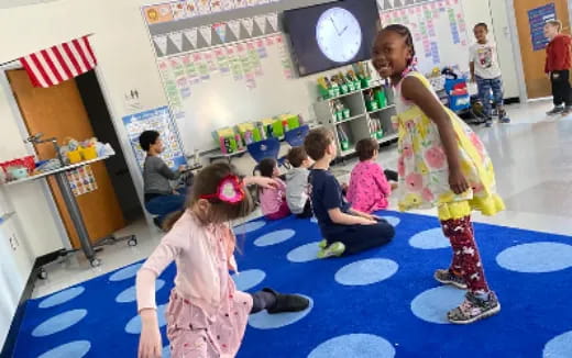 a group of children in a classroom