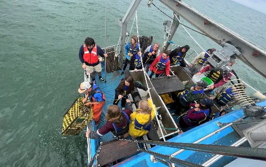 a group of people on a boat