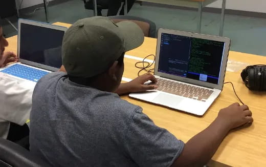 a man using a laptop