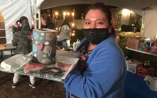 a girl wearing a mask