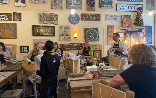 a group of people in a room