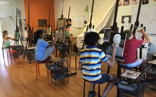 a group of people in a classroom