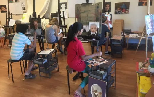 a group of people in a classroom