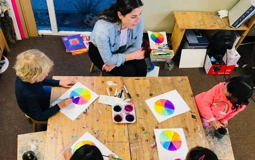 a group of children painting