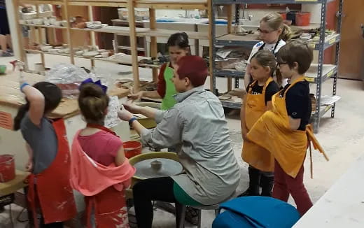 a group of children in a classroom