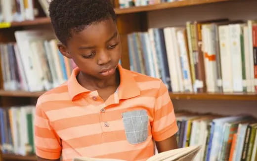 a young girl reading a book