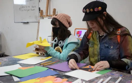 a few young girls studying