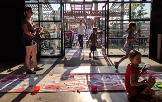 a group of people playing a game