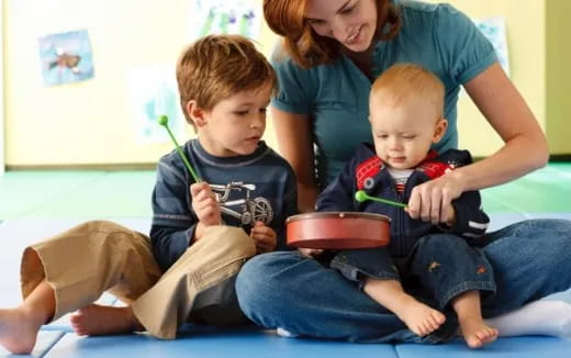 a person and two children