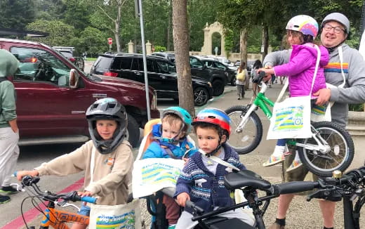 a group of people on bicycles