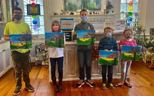 a group of people wearing masks