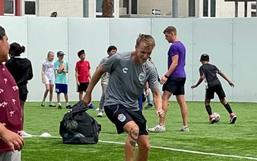 a person playing football